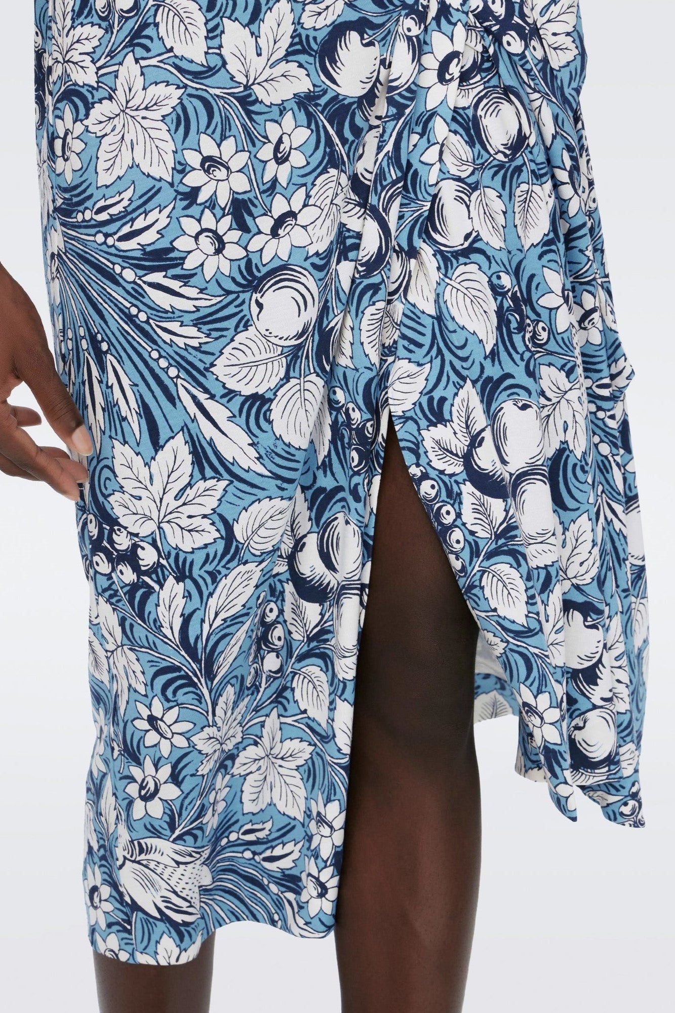 Floral Mid Sleeve Lace Up Wrap Midi Dress