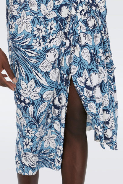 Floral Mid Sleeve Lace Up Wrap Midi Dress