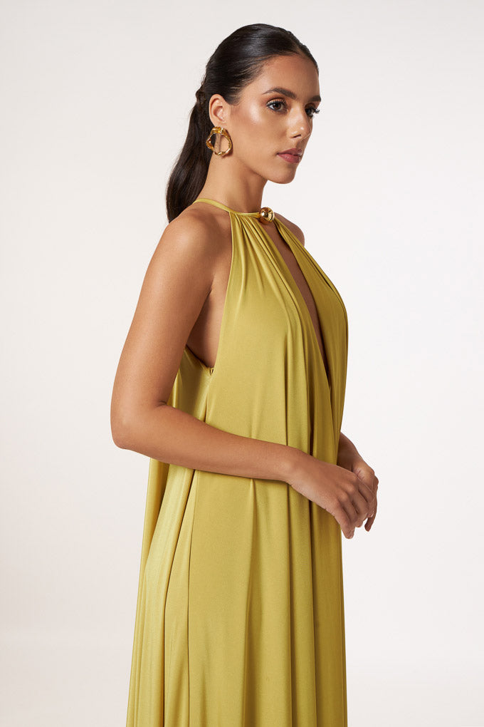 Lace Up Halter Neck Sleeveless Maxi Dress