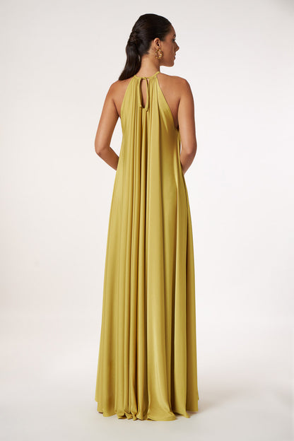 Lace Up Halter Neck Sleeveless Maxi Dress