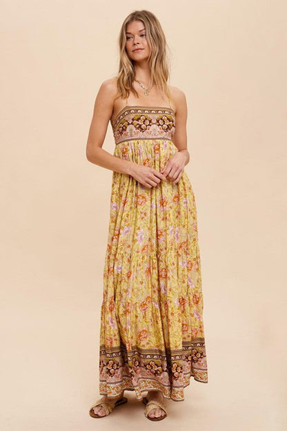 Floral Backless Slip Midi Dress