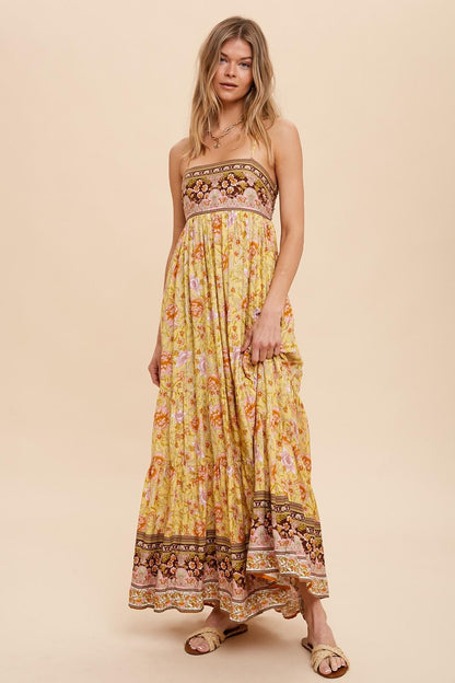 Floral Backless Slip Midi Dress