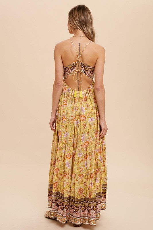 Floral Backless Slip Midi Dress