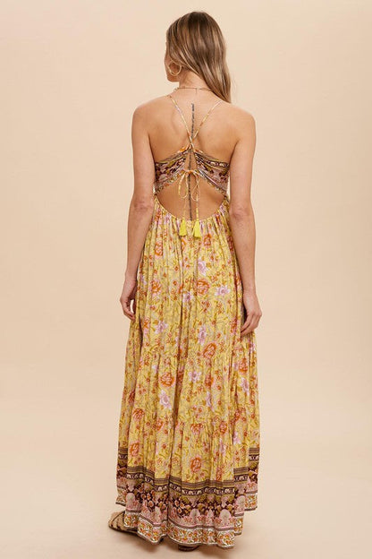 Floral Backless Slip Midi Dress