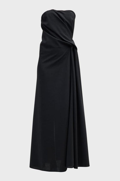 Solid Off-Shoulder Asymmetrical Midi Dress