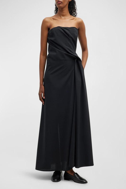 Solid Off-Shoulder Asymmetrical Midi Dress