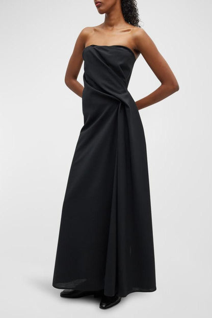Solid Off-Shoulder Asymmetrical Midi Dress
