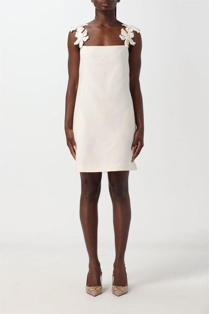 Solid 3D Flower Sleeveless Mini Dress