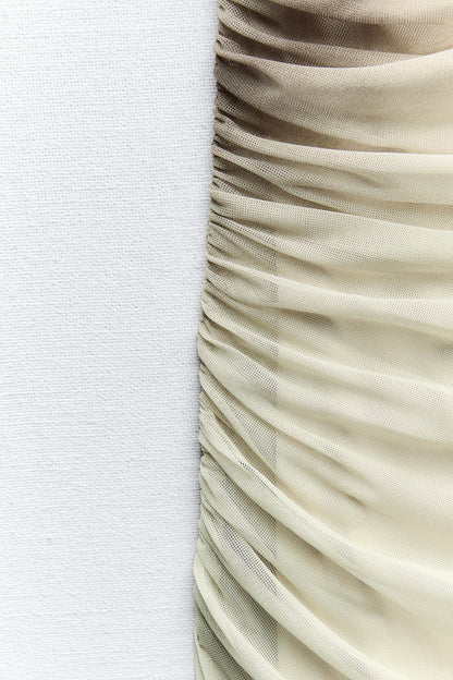 Mesh Printed Sleeveless Midi Dress