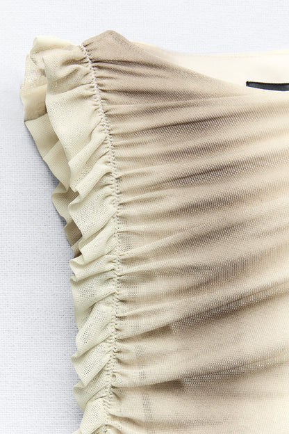 Mesh Printed Sleeveless Midi Dress