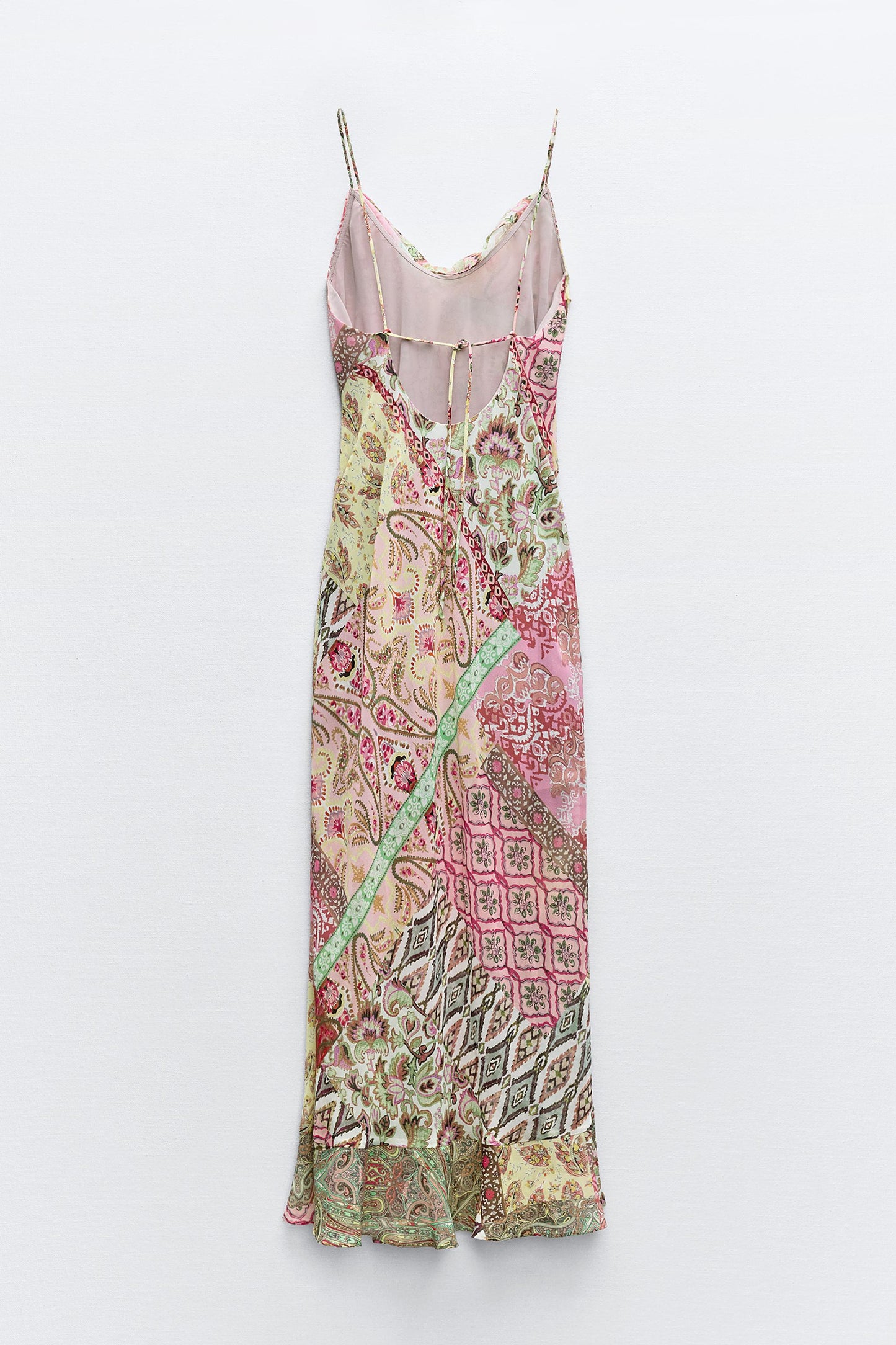 Floral Patchwork Print Lace Up Silp Dress