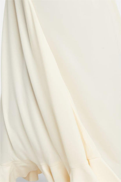 Knit Solid Shirring Lace Up Maxi Dress