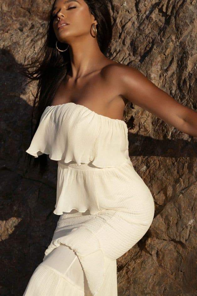 Solid Smocking Sleeveless Midi Dress