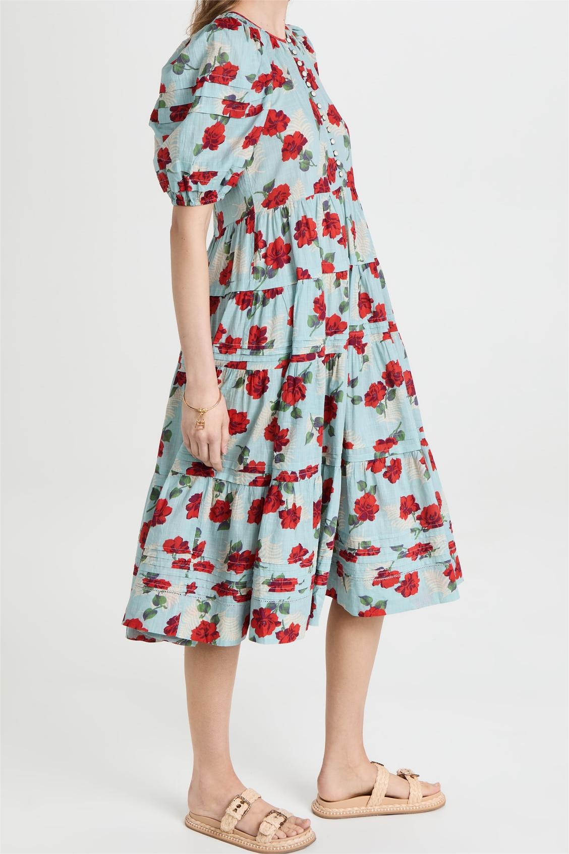 Floral Pleated Bottom Midi Dress