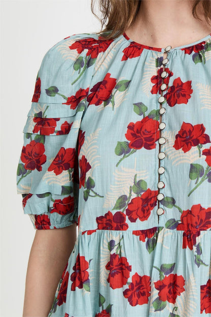 Floral Pleated Bottom Midi Dress