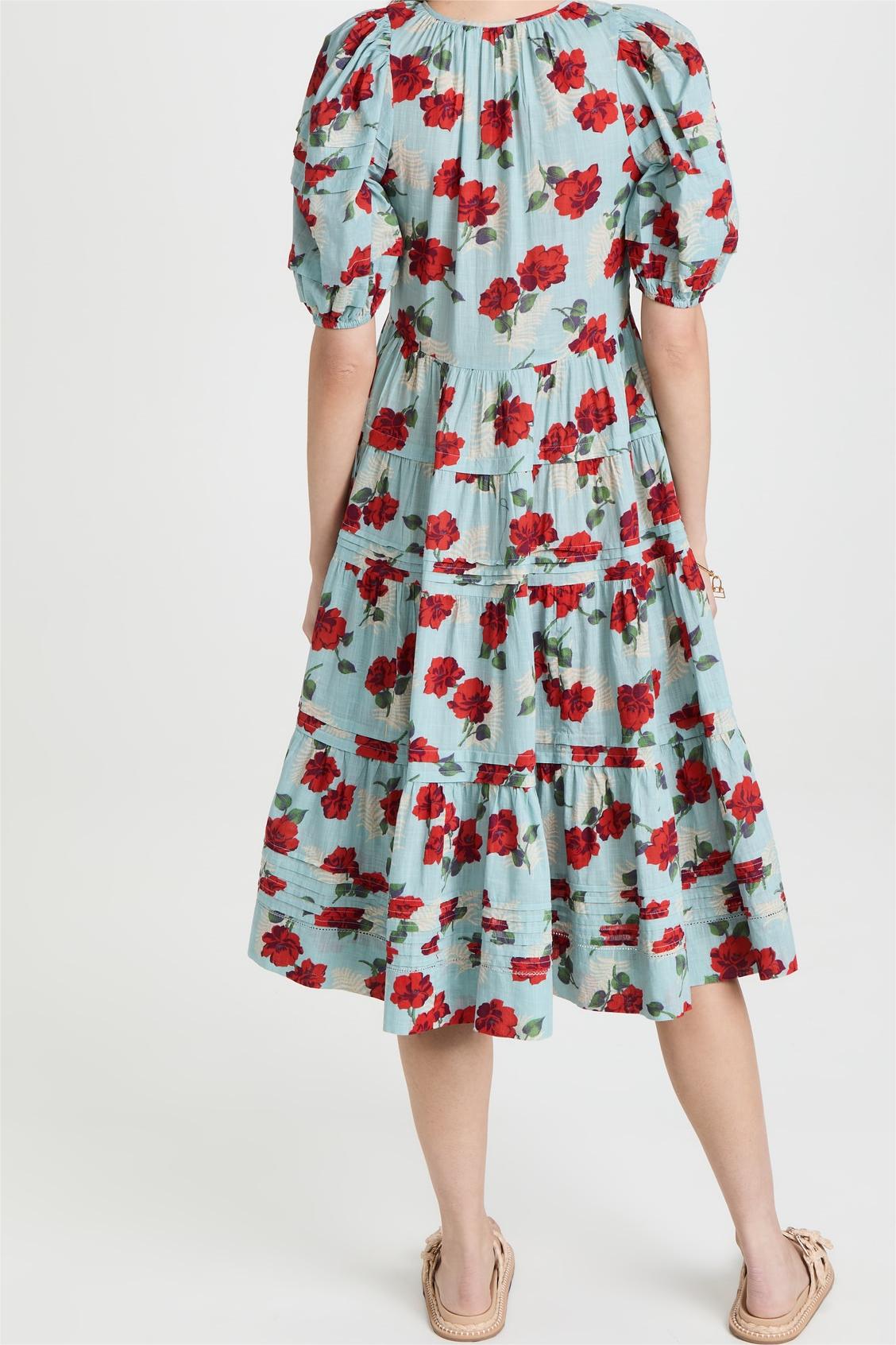 Floral Pleated Bottom Midi Dress
