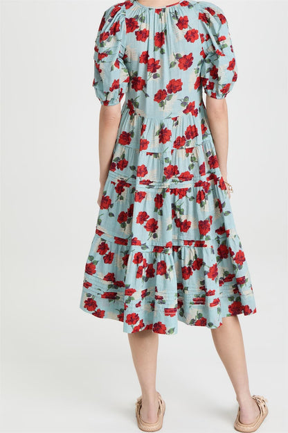 Floral Pleated Bottom Midi Dress