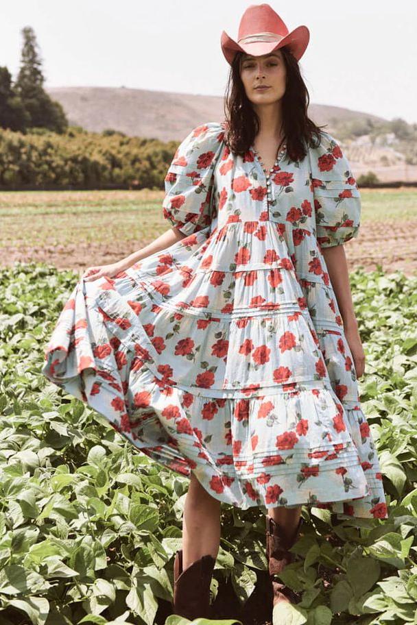 Floral Pleated Bottom Midi Dress