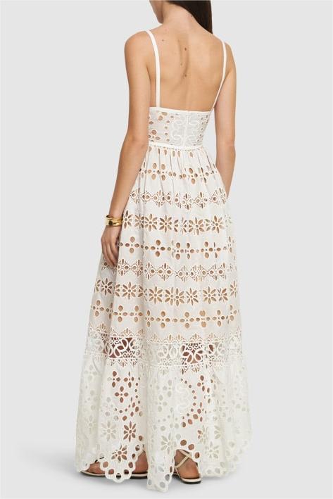 Solid Lace Sleeveless Midi Dress
