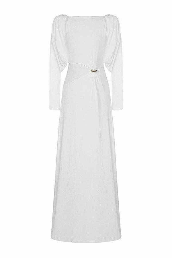 Solid Knit Knotted Long Sleeve Maxi Dress