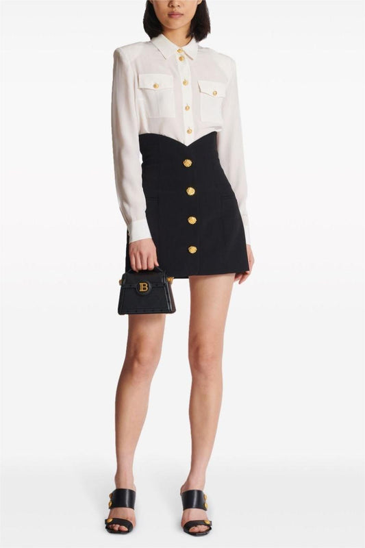 Floral Metal Bottom High Waist Mini Skirt