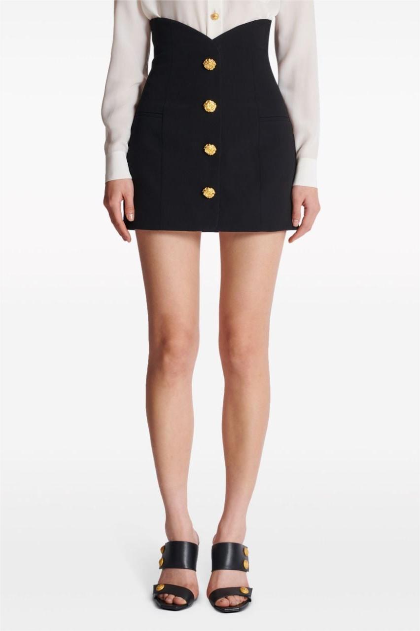 Floral Metal Bottom High Waist Mini Skirt