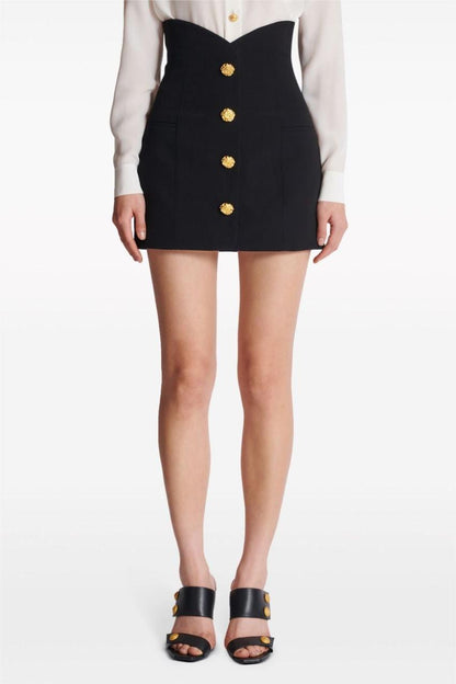 Floral Metal Bottom High Waist Mini Skirt