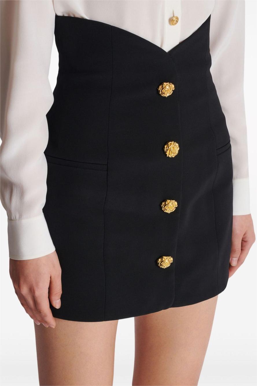 Floral Metal Bottom High Waist Mini Skirt