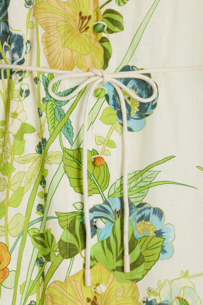 Floral Lantern Sleeve Bottom Midi Dress