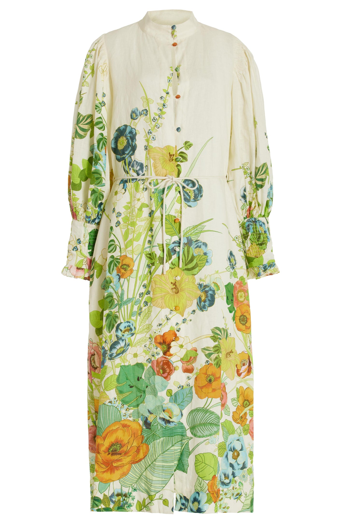Floral Lantern Sleeve Bottom Midi Dress