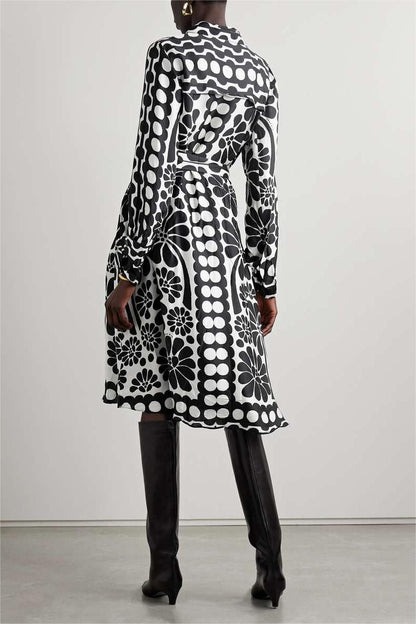 Floral Single Breasted Midi Dress With Belt