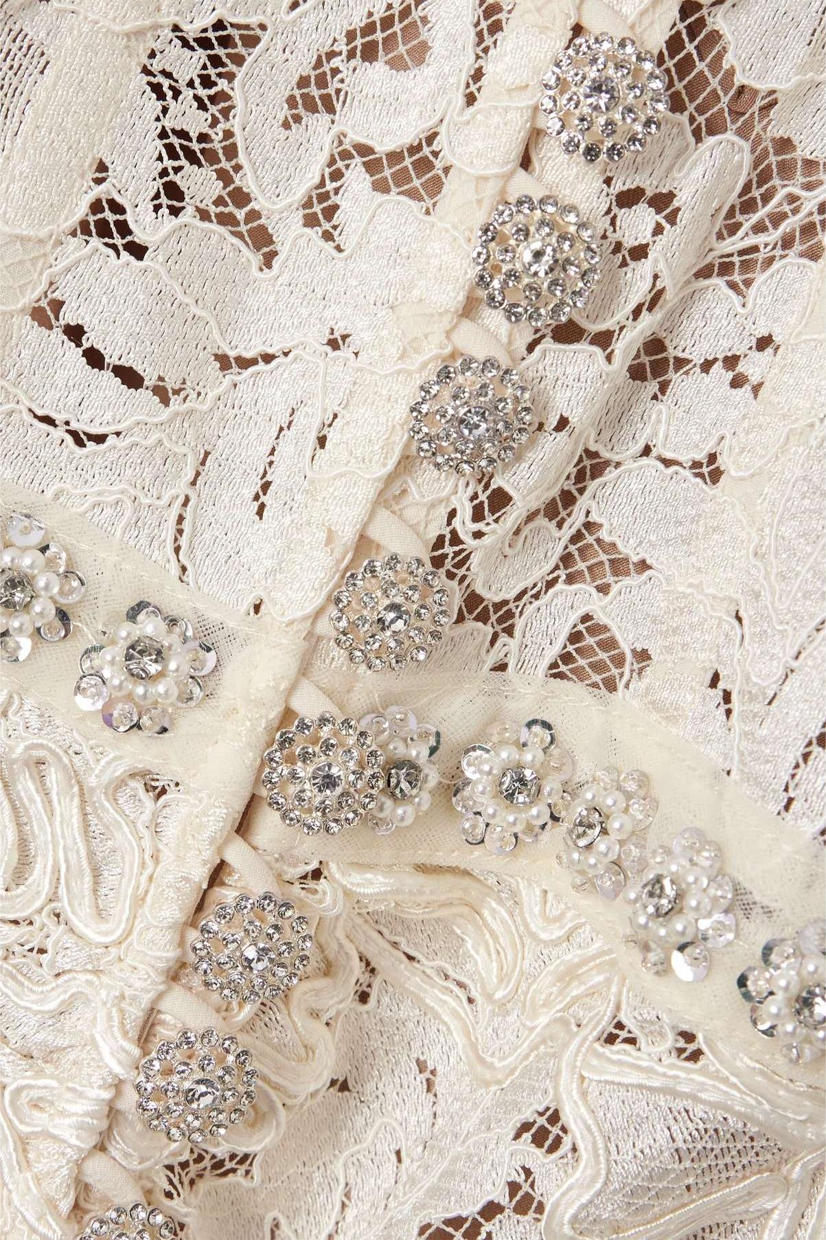 Lace Rhinestone Ruched Midi Dress