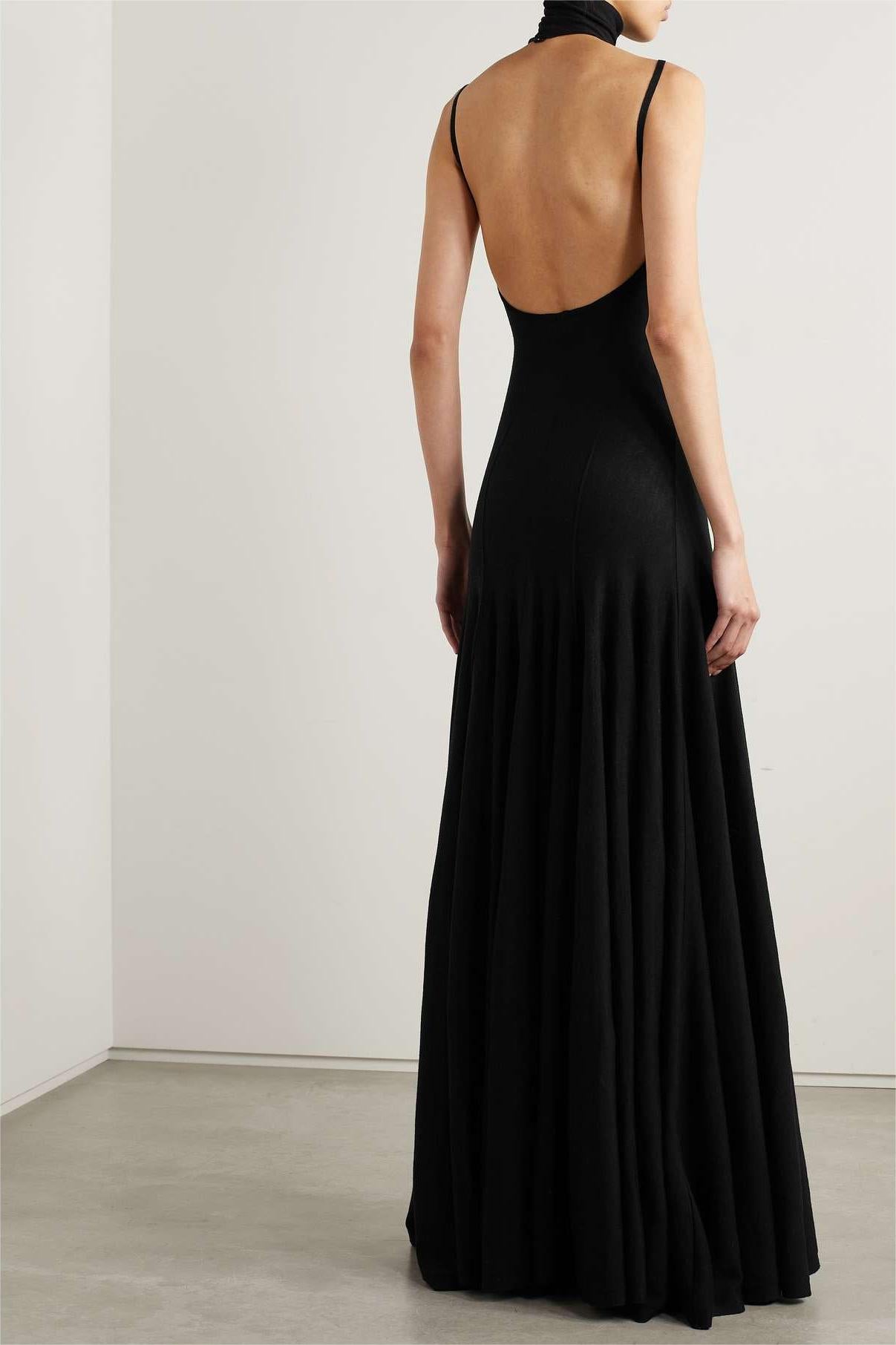 Knit High Neck Backless Maxi Dress