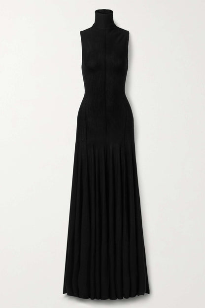 Knit High Neck Backless Maxi Dress