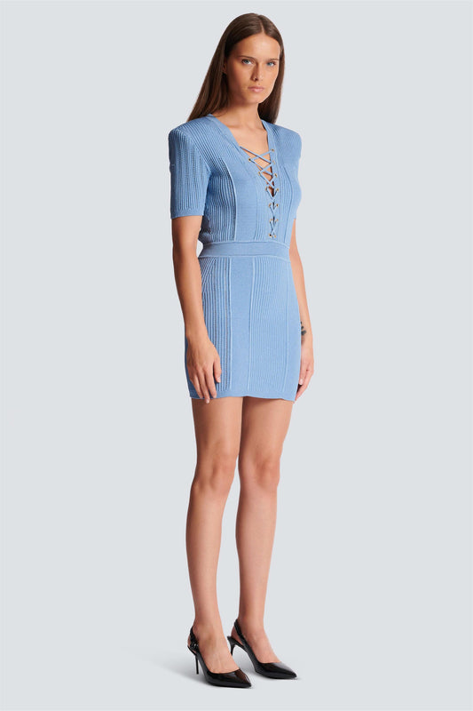 Knit Drawstring Short Sleeve Mini Dress