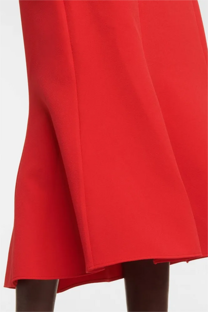 Solid V-Neck Shawl Midi Dress