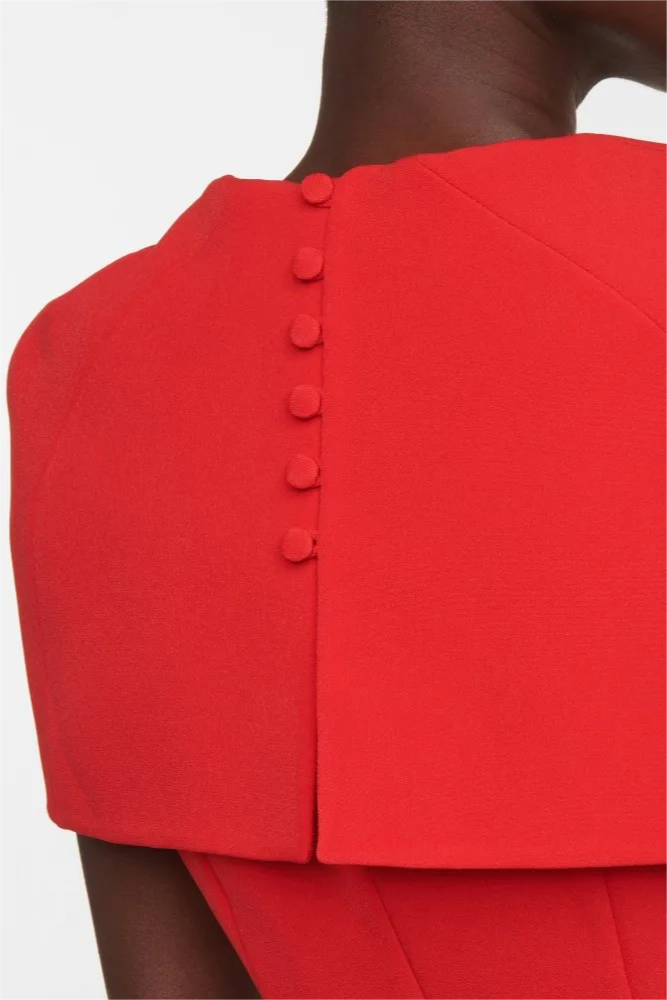 Solid V-Neck Shawl Midi Dress