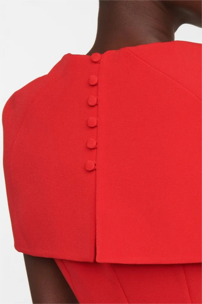 Solid V-Neck Shawl Midi Dress