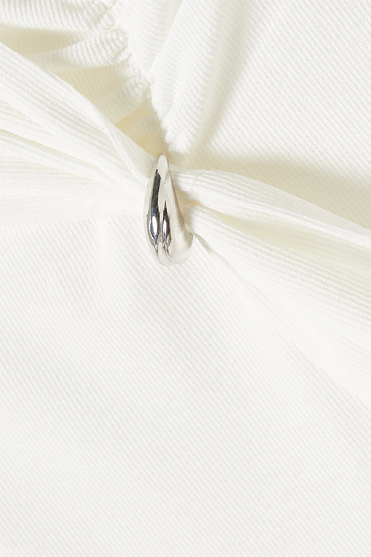 Knit Ruched Long Sleeve Maxi Dress White