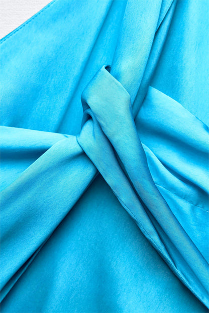 Satin Tie Dye One-Shoulder Midi Dress