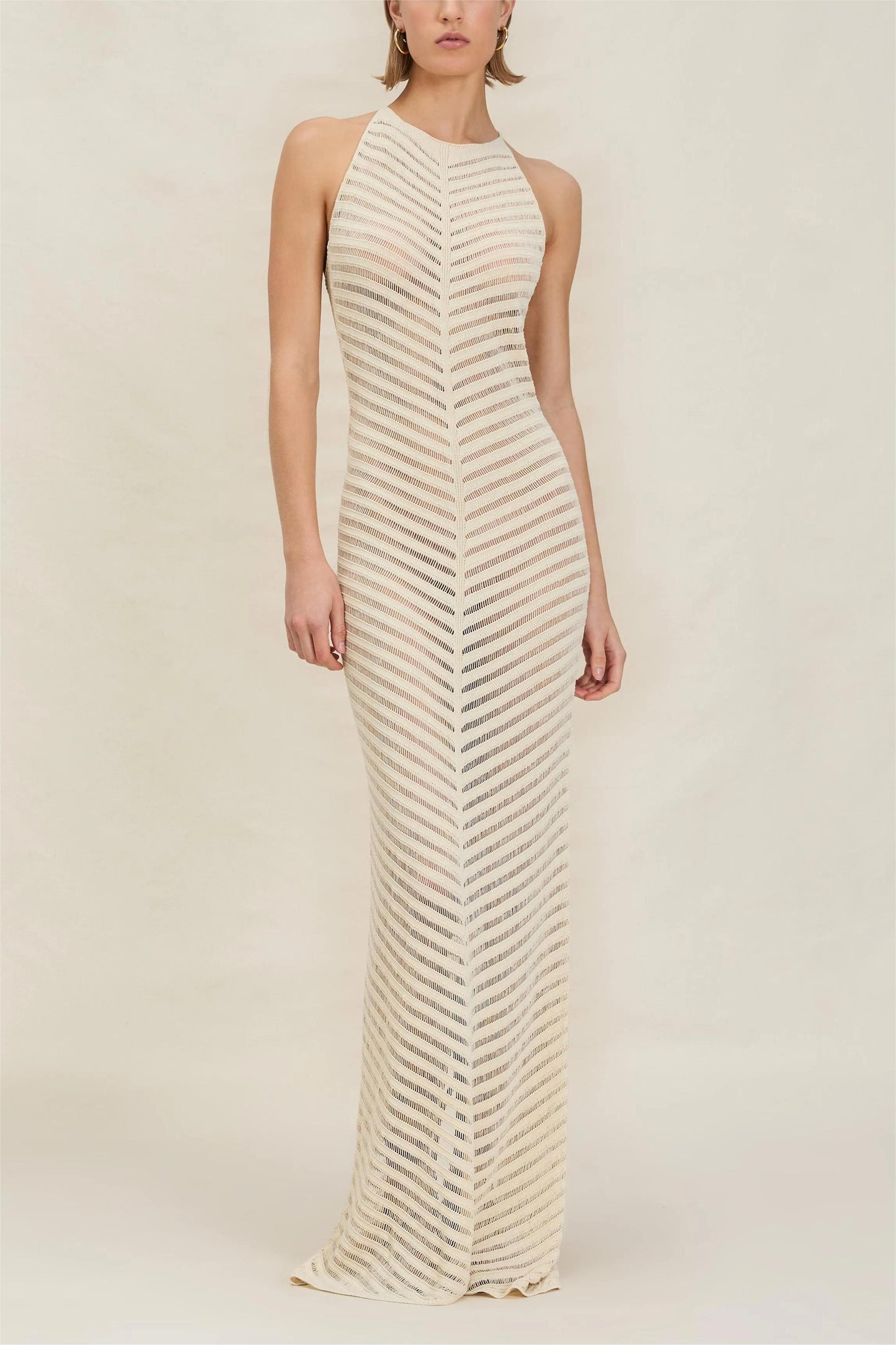 Solid Knit Sleeve Split Midi Dress