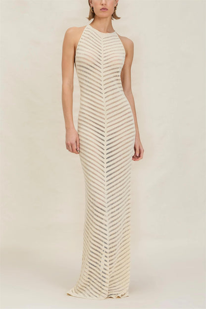 Solid Knit Sleeve Split Midi Dress