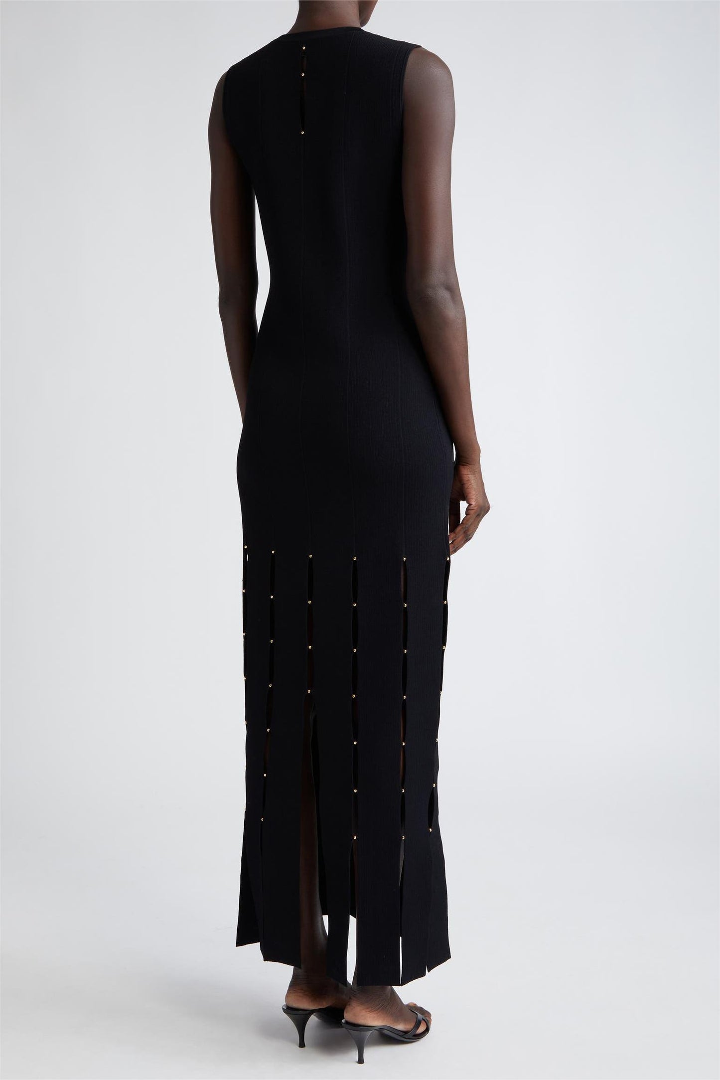 Knit Solid Cut-Out Sleeveless Midi Dress