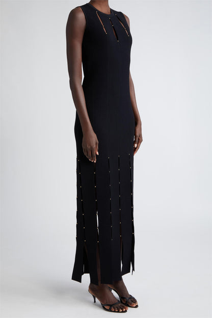 Knit Solid Cut-Out Sleeveless Midi Dress