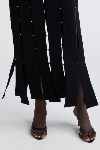 Knit Solid Cut-Out Sleeveless Midi Dress