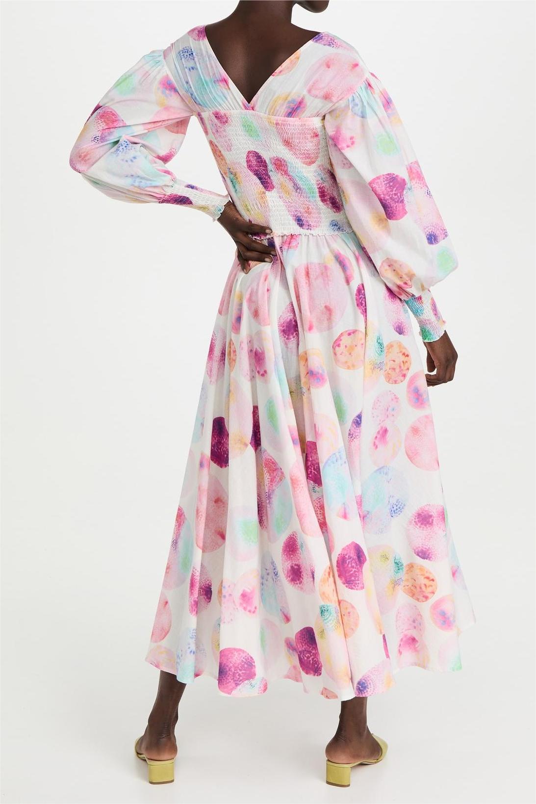 Geometric Patterns Smocking Midi Dress