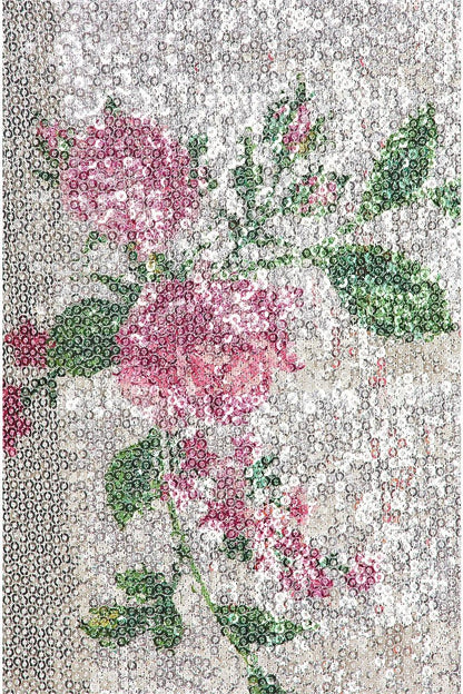 Floral Sequin High Waist Midi Skirt