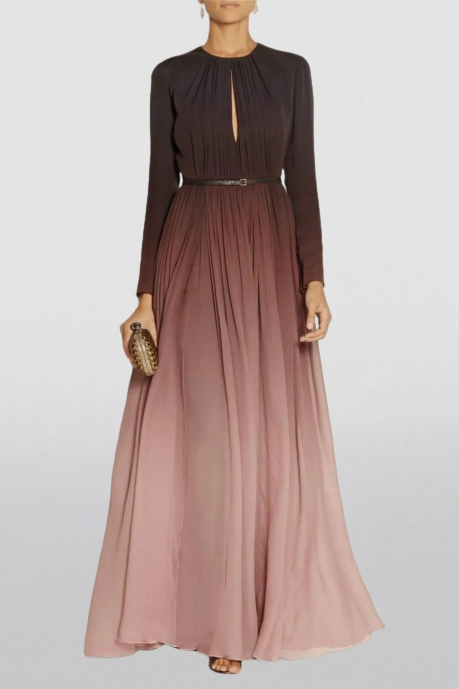 Gradient Color Runched Maxi Dress