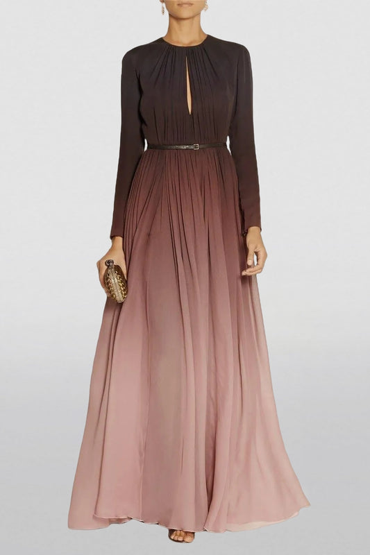 Gradient Color Runched Maxi Dress