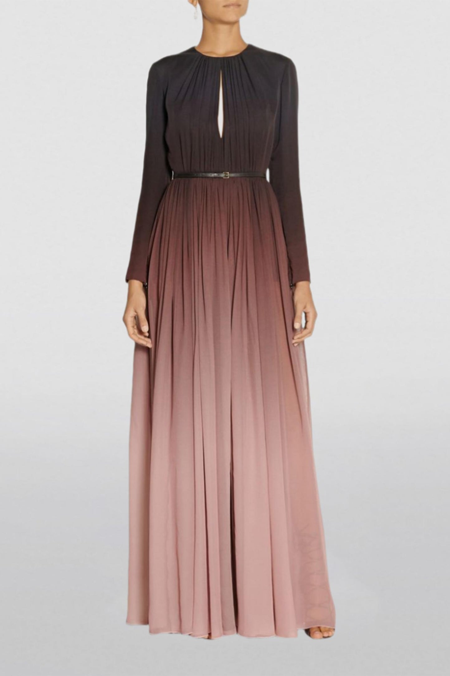 Gradient Color Runched Maxi Dress